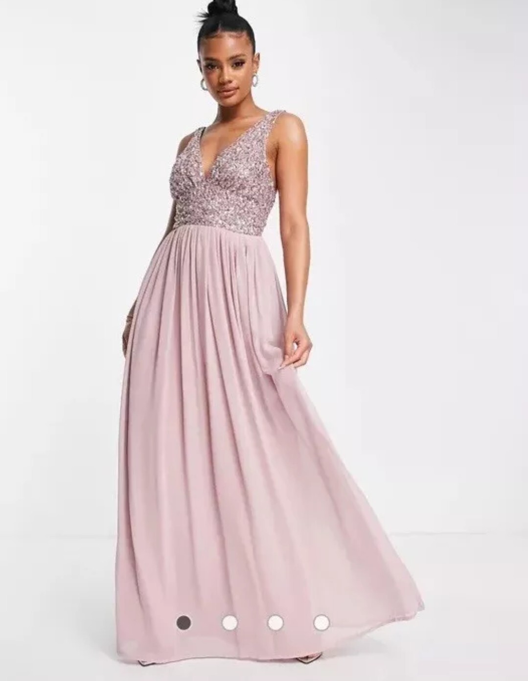 Beauut Bridesmaid embellished V neck maxi dress in frosted pink UK 8