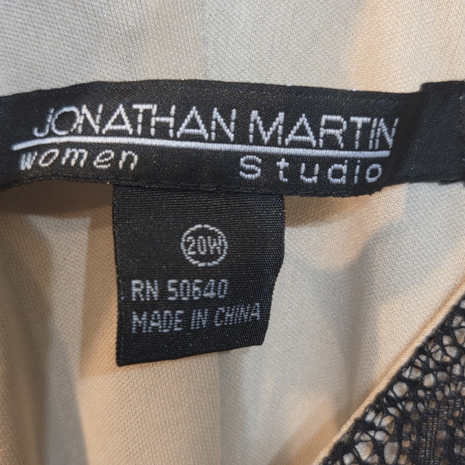 Jonathan Martin Studio Women Dress Sz 20W Black Lace Sheer Lined Sleeveless Belt