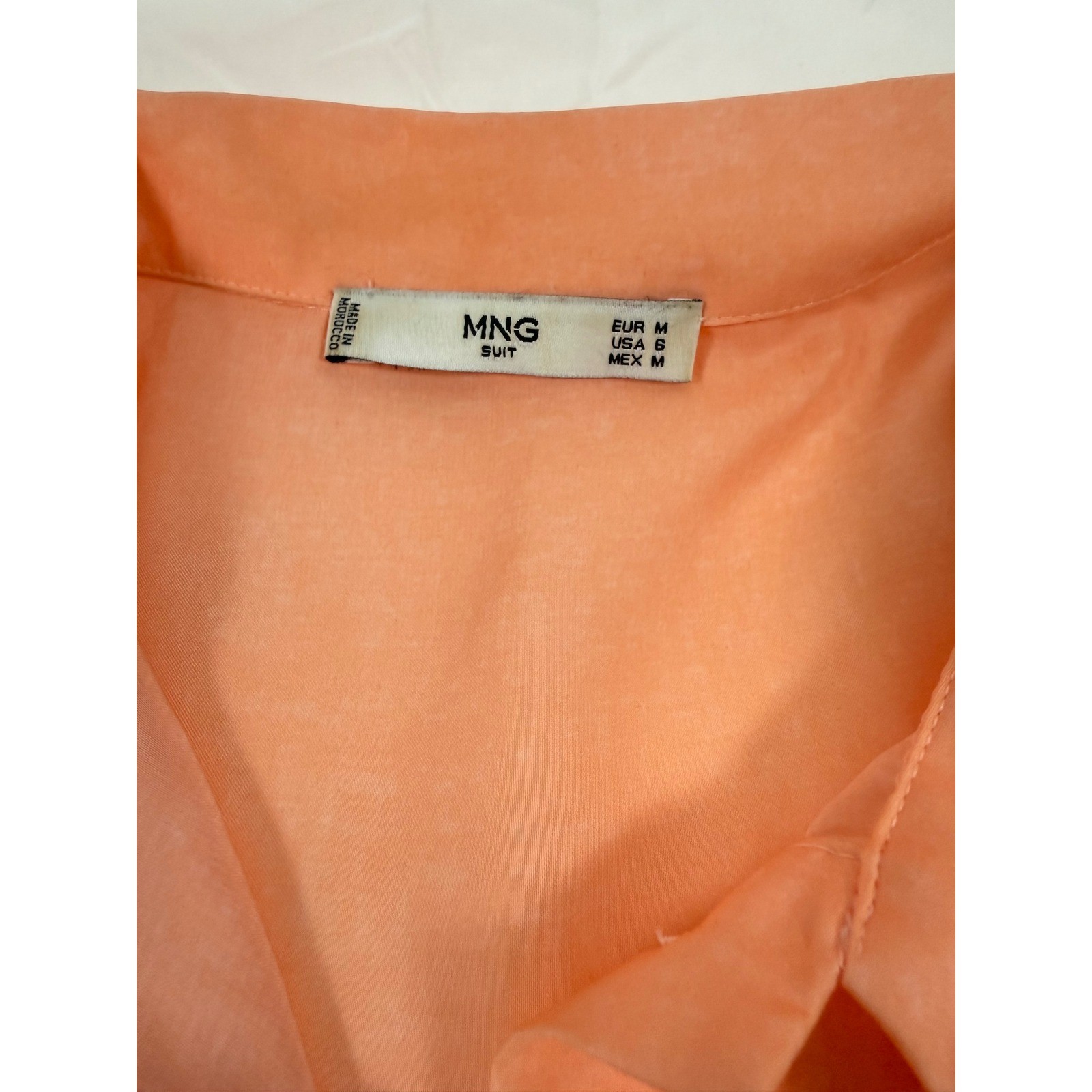 Anthropologie Mango Tie-Front Dip-Dye Midi Shirt Dress Peach Orange Rust Ombre