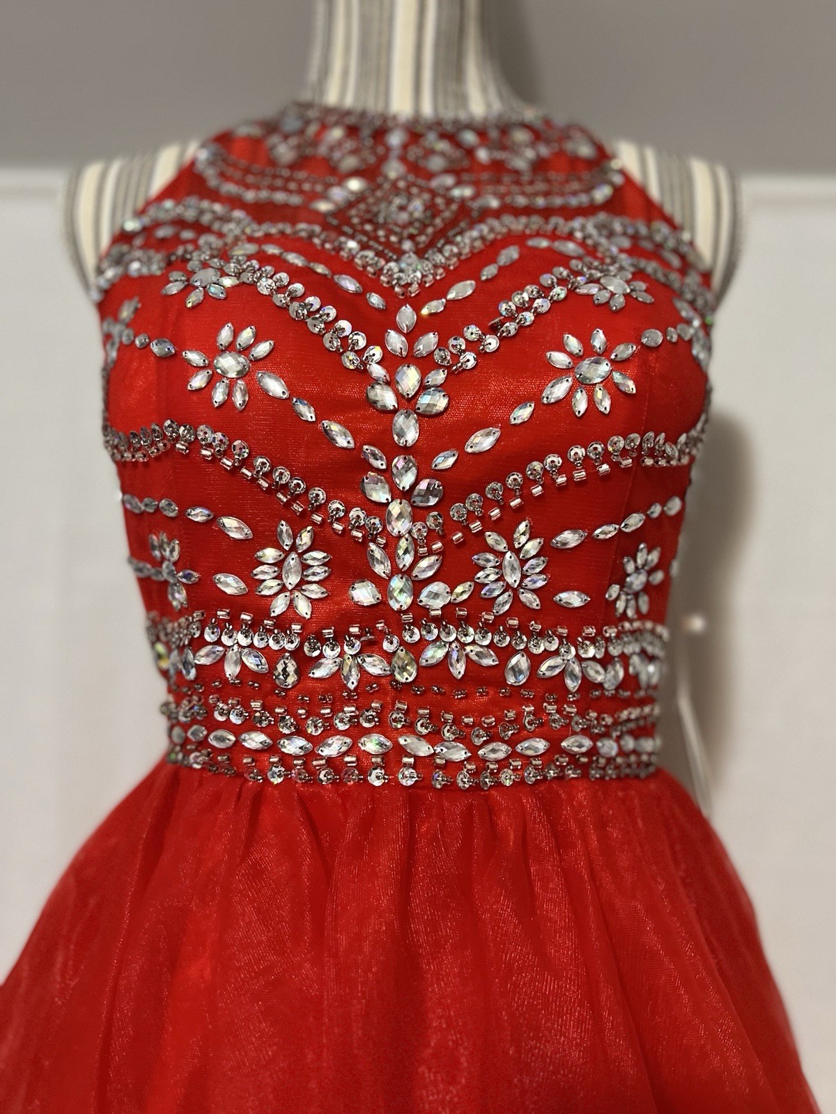 Prom Princes Party Rhinestones Mini Dress Sz S 4 Cocktail Babydoll NWT Gala #3