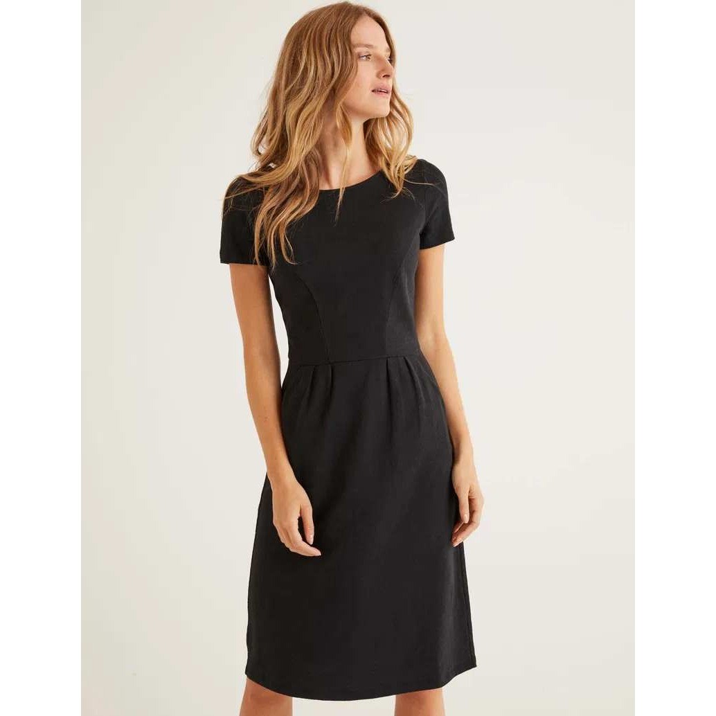 Boden Phoebe Jersey Dress Black Short Sleeve Cotton Dress Womens 6P US 10P UK
