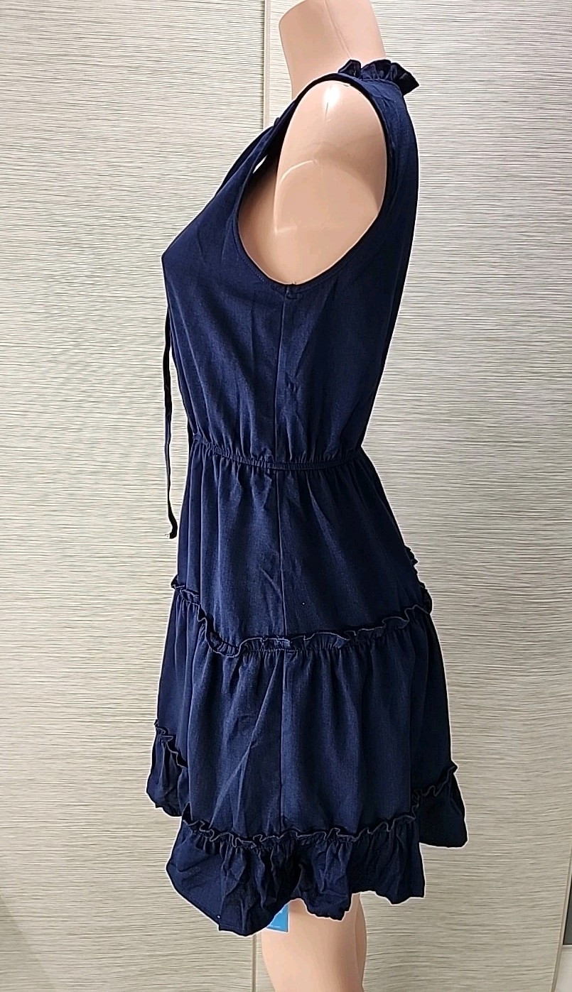 Nwt Cupshe Dark Blue NAVY Short Ruffle Women’s Dress Size small.