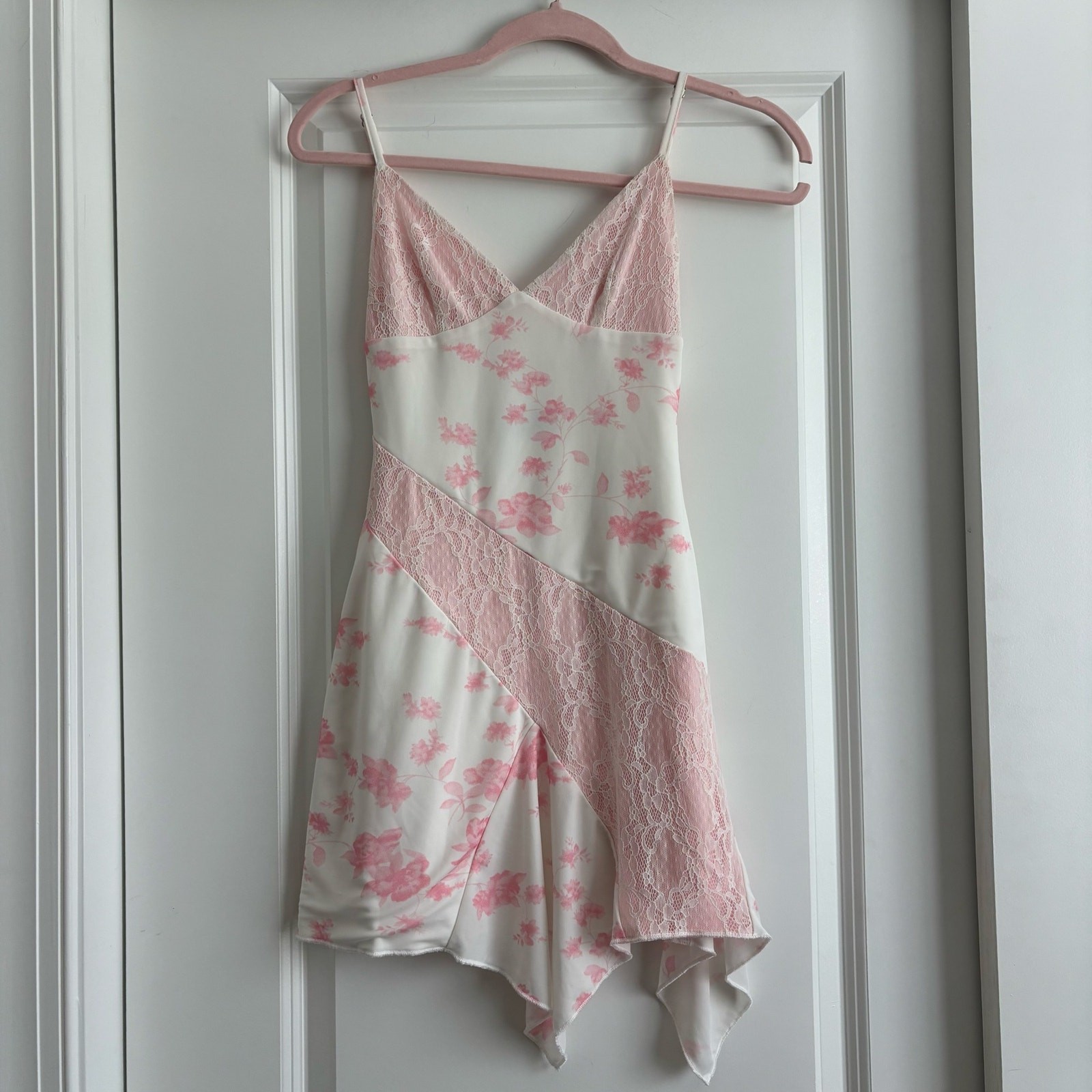 White Fox Boutique Settle For You Mini Dress Size XS Pink Coquette Asymmetric