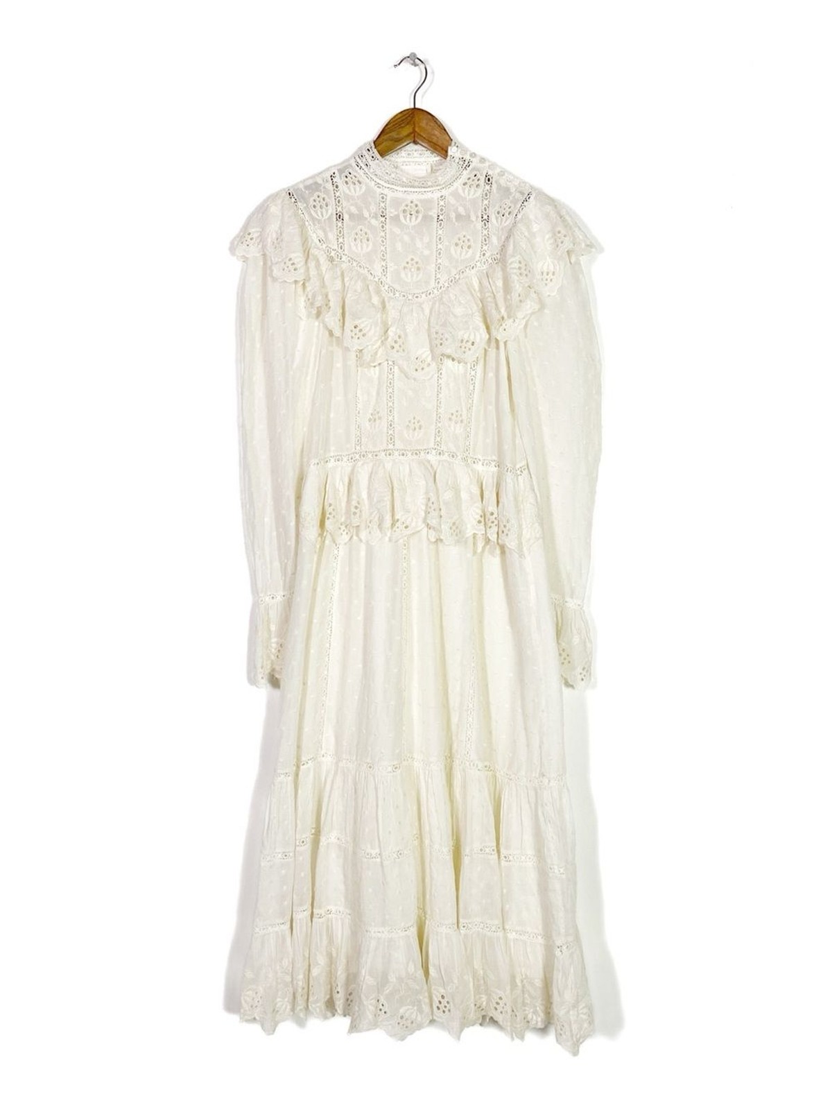 Ulla Johnson Fleur Embroidered Lace Ruffle Victorian Midi Dress Women’s 8