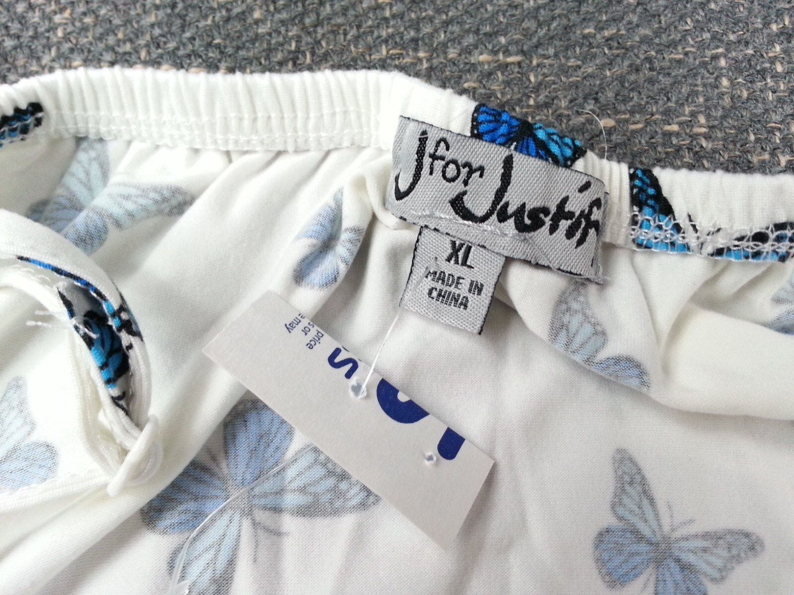 NEW NWT J For Justify Strappy Blue Morph Butterfly Pattern Dress Size XL