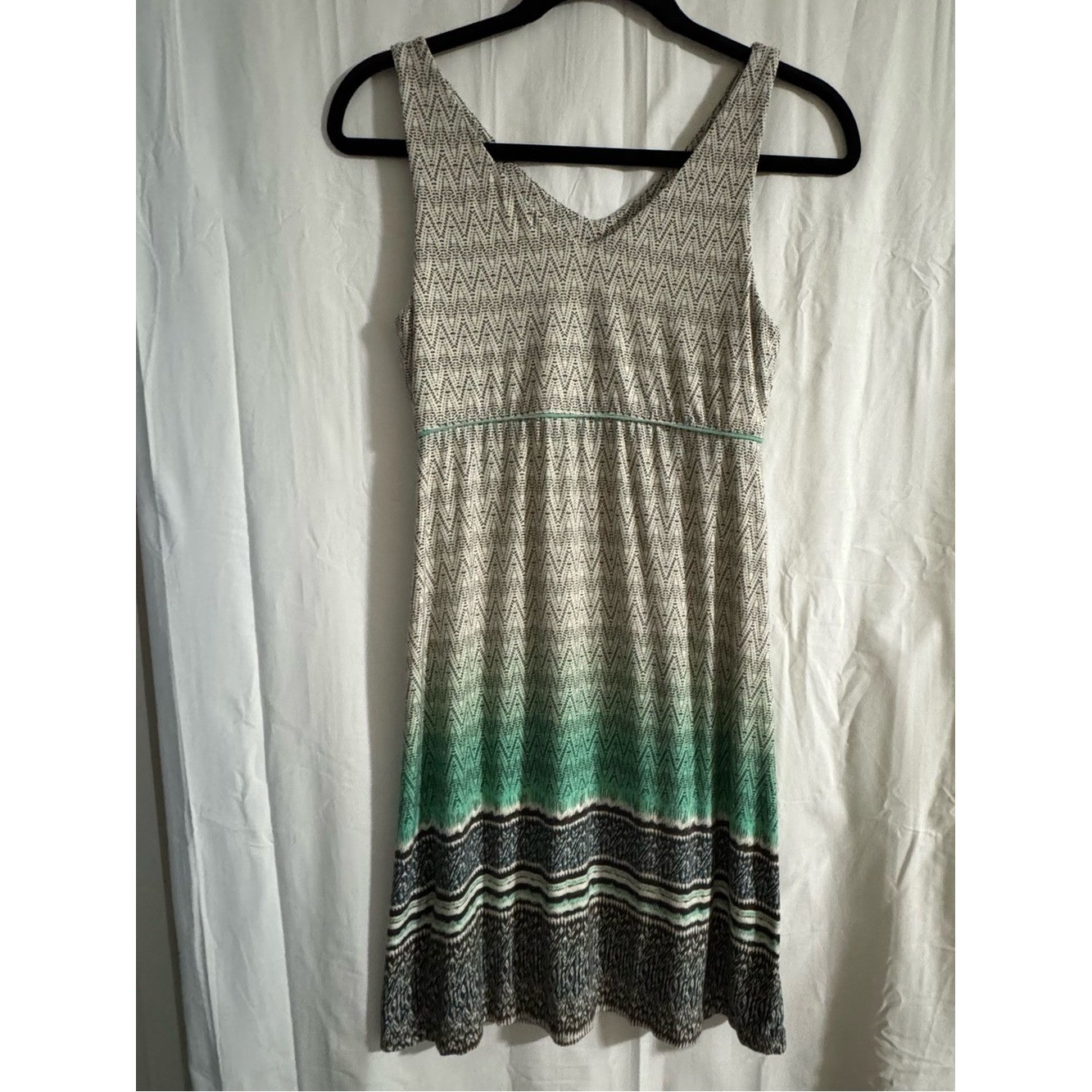 Athleta Santorini V-Neck Dress | Catalina Green Ombre Stripe | Size S