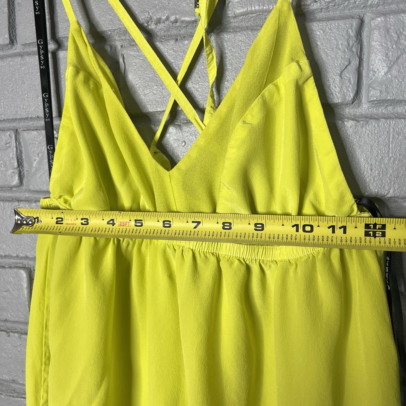 Gypsy 05 Triangle Spaghetti Panel V-Neck Cami Dress in Sky & Lime Size XS