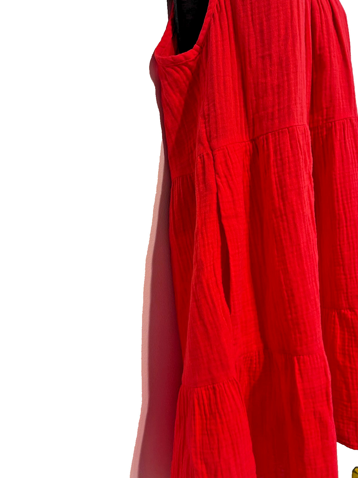 Universal Thread Sz Large Bright Coral 100% Cotton Tiered Sundress