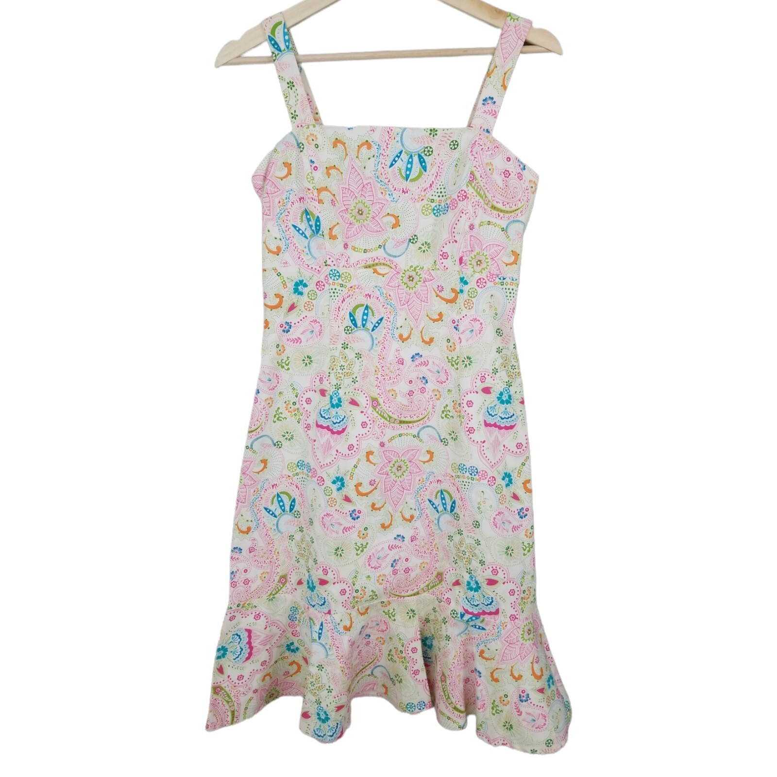 Vintage Karin Stevens Floral Midi Sundress Size 10 Cottagecore Ruffle Hem