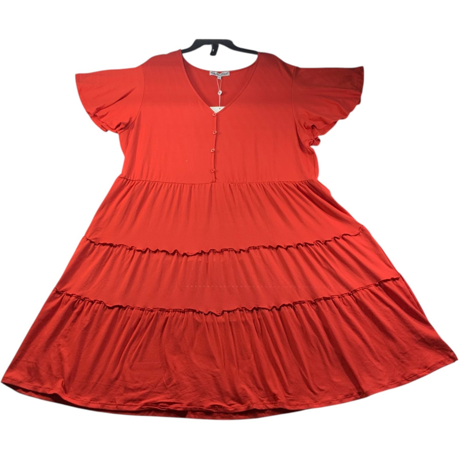White Mark Dress Womens Plus Size 3XL Orange Short Sleeve Stretch New Vneck