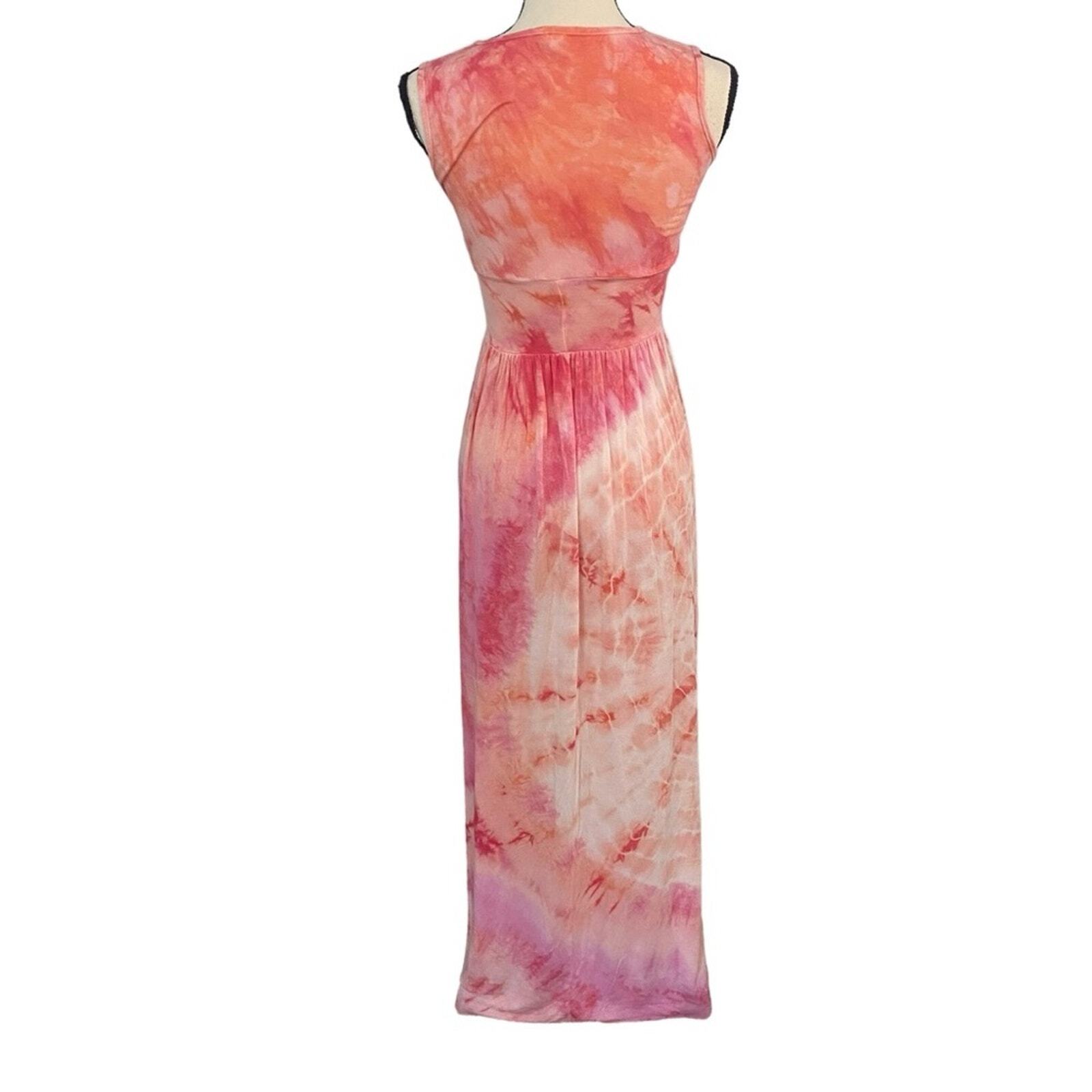 Love Tanjane Pink and Orange Tie-dye Maxi Dress Size Small Beach Resort Coastal