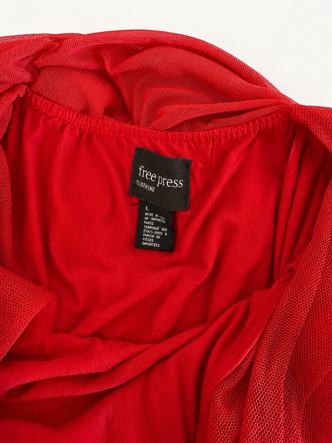Free Press Red Ruched Mesh Bodycon Midi Dress Size L Sleeveless Party Club