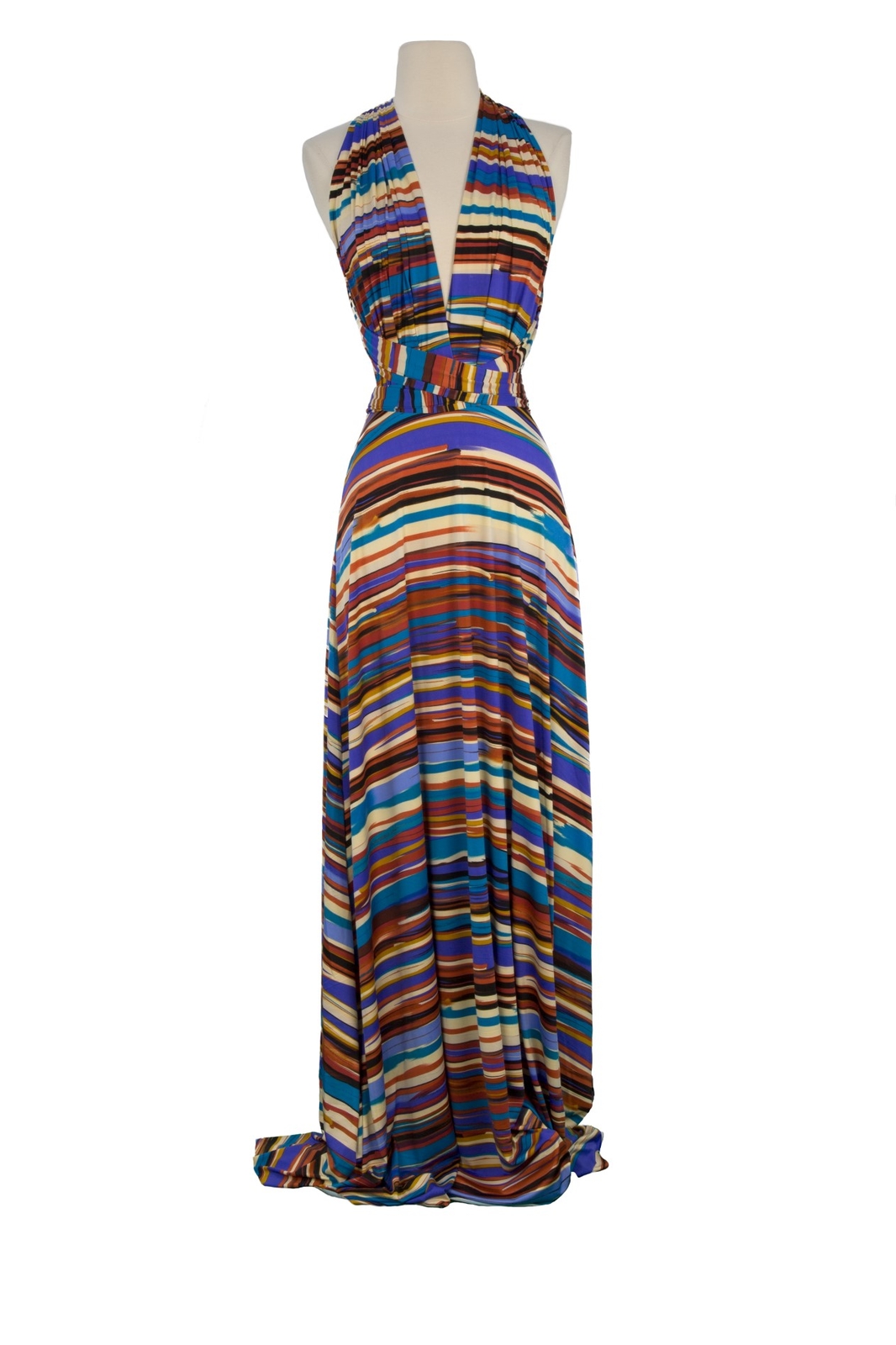 VON VONNI Women’s Royal Brown Stripe Transformer Dress Long One Size VVL101 $120