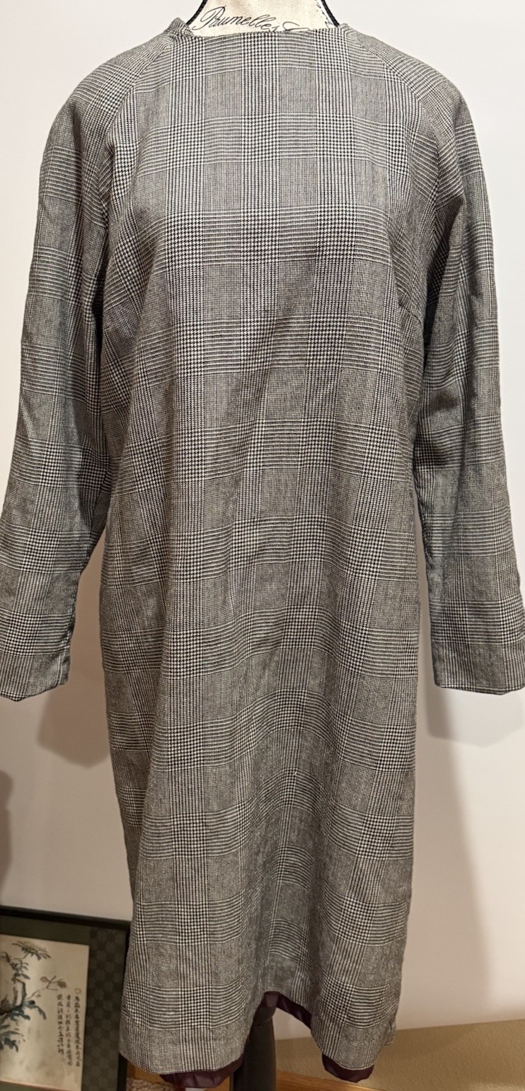 Harve Benard by Holtzman Black Plaid Long Shift Dress Size Large Ukraine Vintage