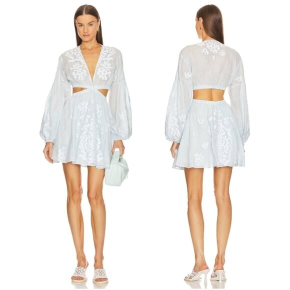 A.L.C $695 Irene Mini Dress Cut-Out Back in Ice Water Blue Size 10