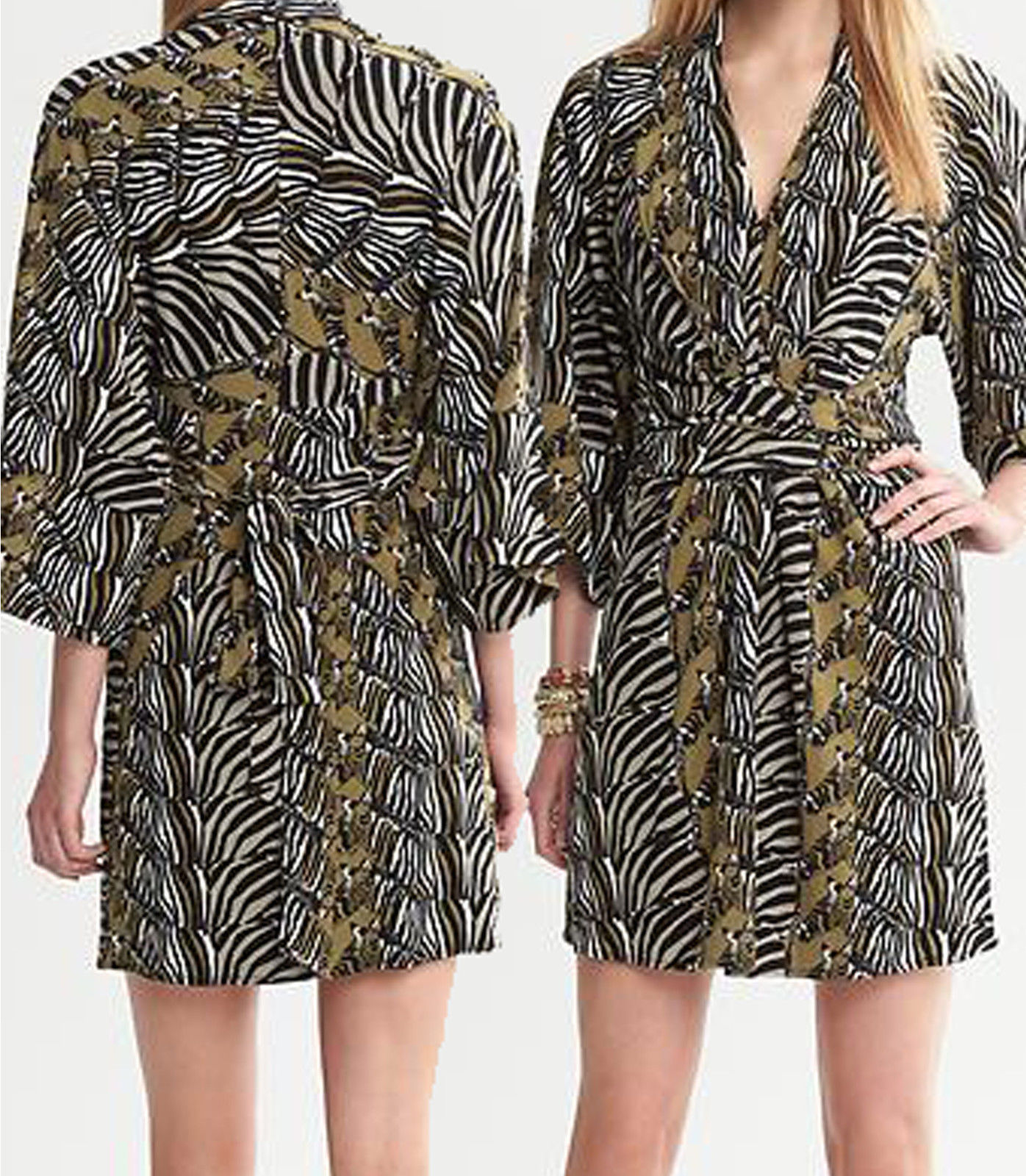 NEW~ Banana Republic Issa Collection Olive Zebra Animal print Dress~2