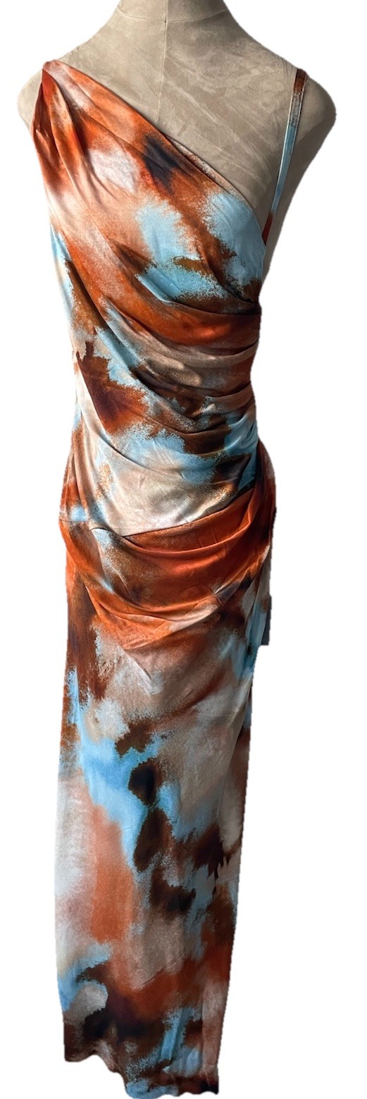 New Significant Other Rhode Abstract Asymmetric Gown Maxi Dress Open Back Sz 4