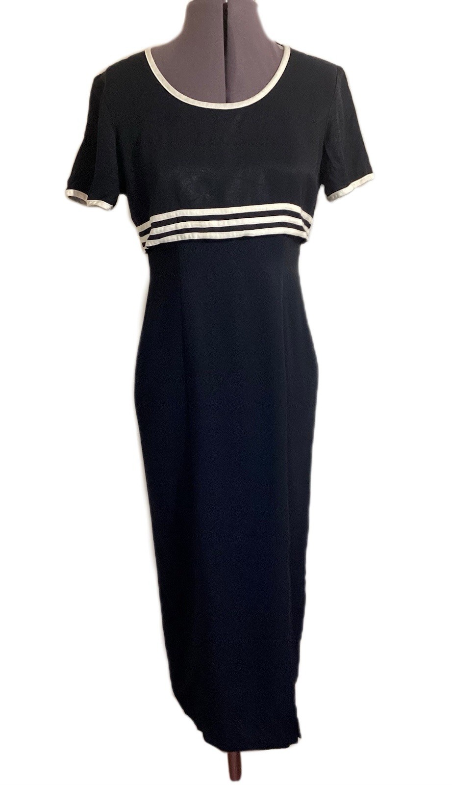Vtg 90s Black White Sporty Minimal Dress Size 5/6 (S) Meredith Blake Preppy Mod
