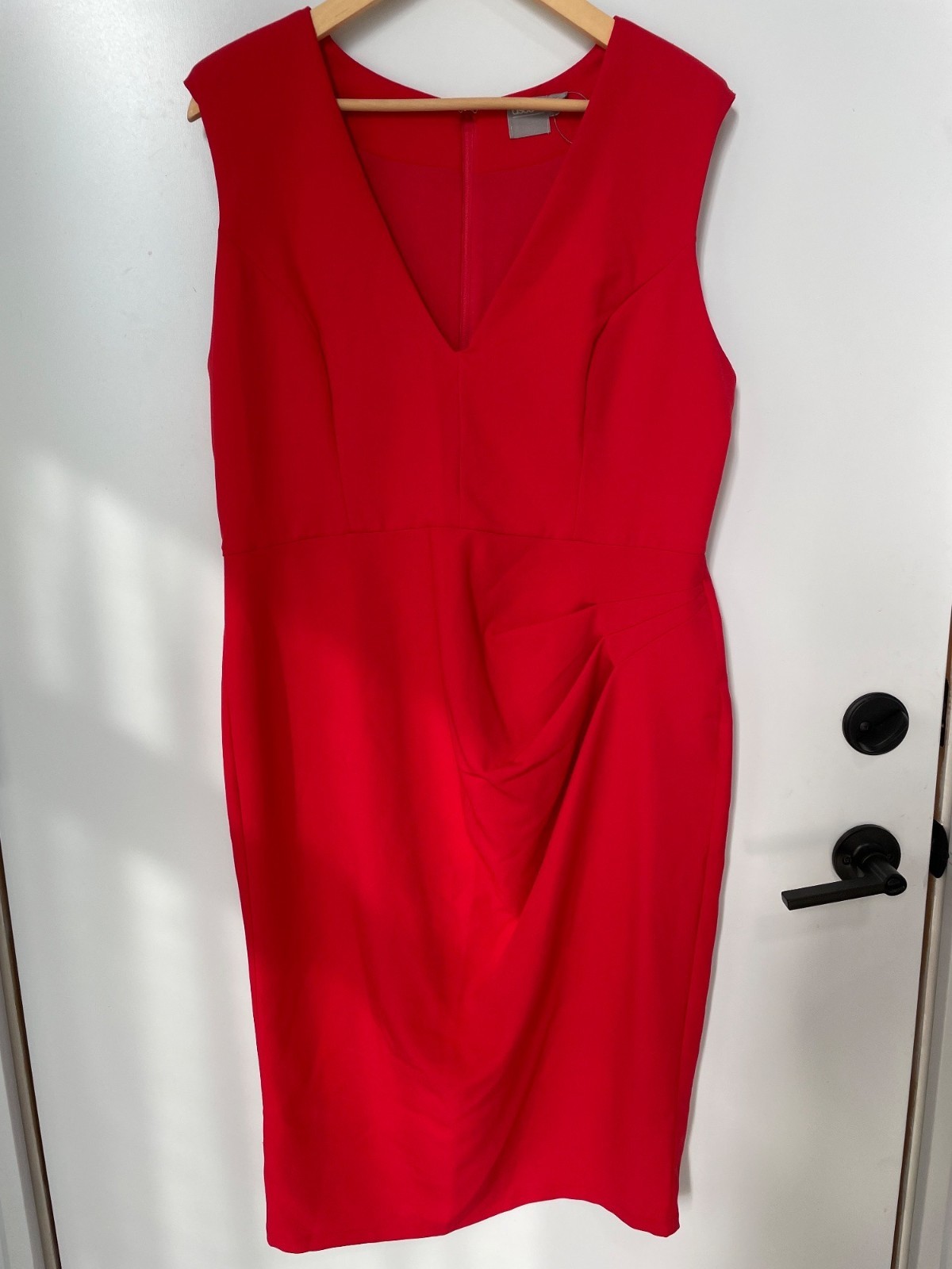ASOS Shift Dress Size 12 Sleeveless V Neck Ruched Pencil Formal Career Party NEW