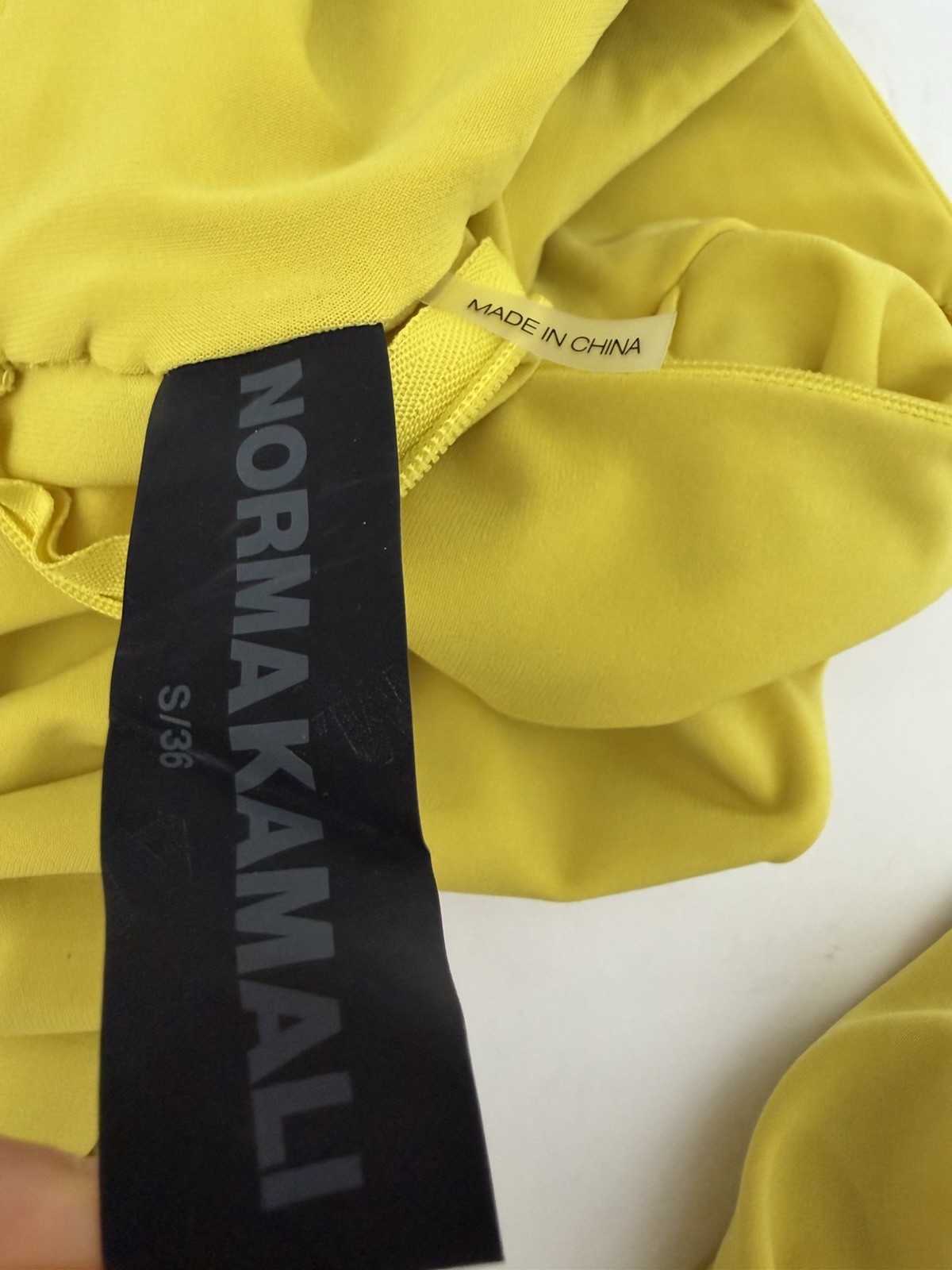 norma kamali Yellow Turtle Neck Stretch Sleeveless Dress S Party Bodycon