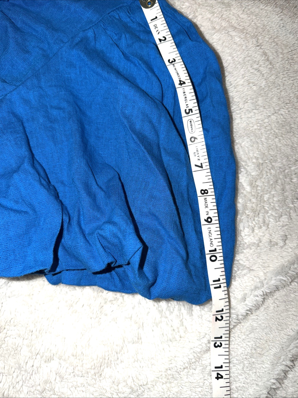 White Closet Elements Maxi Linen Dress Size XS V-Neck Blue Boho Country Smocked