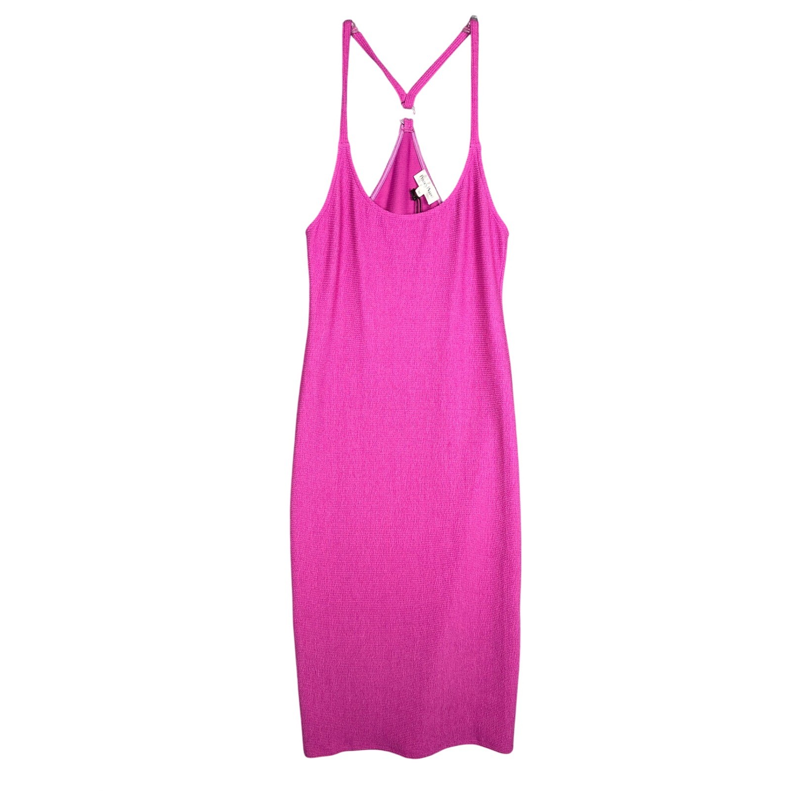 Privacy Please Midi Dress Womens M Pink Textured Knit Summer Beach Vacation NEW