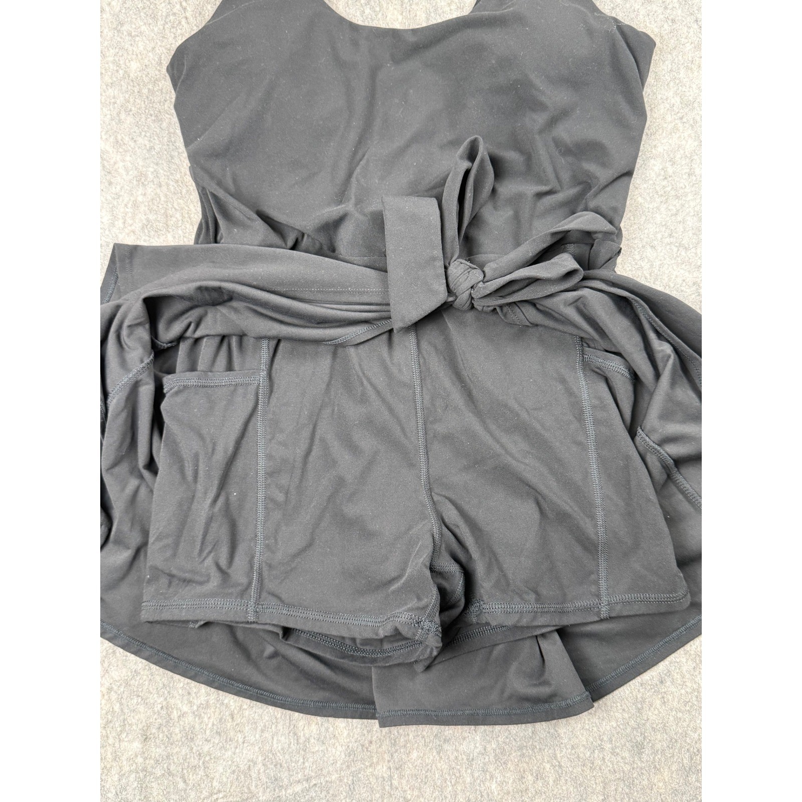 JoyLab Women Black Activewear Exercise Dress Tie Waist Built-in Shorts Large