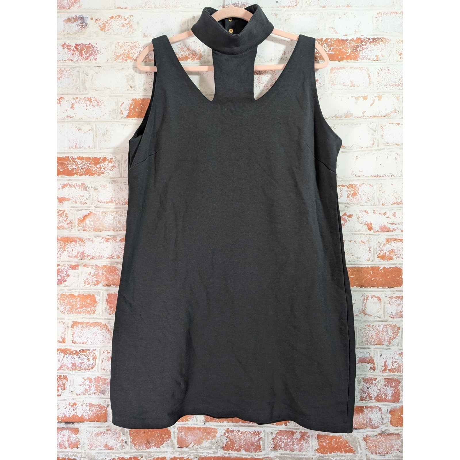 Terea Andrea Pitter Mini Dress Womens XL Black High Neck Choker Cutout Shift