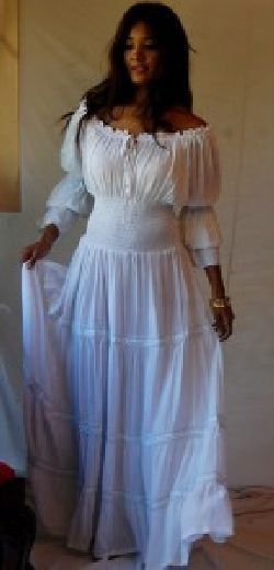 white dress peasant ruffled smocked lace sexy M L XL OS 1X 2X 3X 4X 5X 6X PLUS