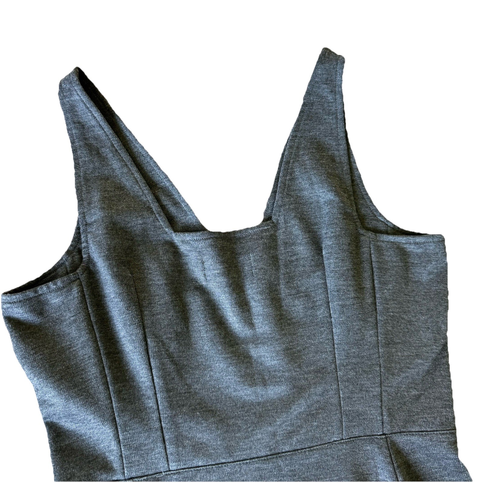 Betabrand Sudden Chemistry Ponte Knit Shimmer Gray Sheath Dress Sleeveless M