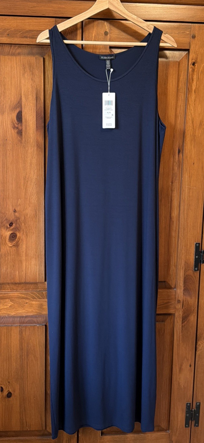 Eileen Fisher Midnight Scoop Neck F/L Jersey Dress XL