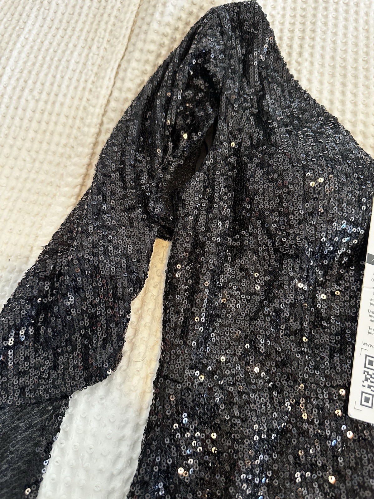 NEW Dalia Macphee All Over Sequin Asymmetrical Dress Black Cascade Size Medium