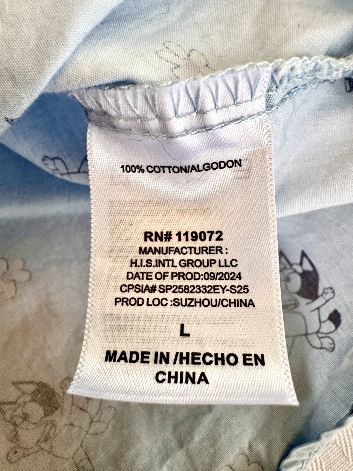 Bluey Puff Sleeve Cotton Dress Light Blue Floral Character Print Womens Large
