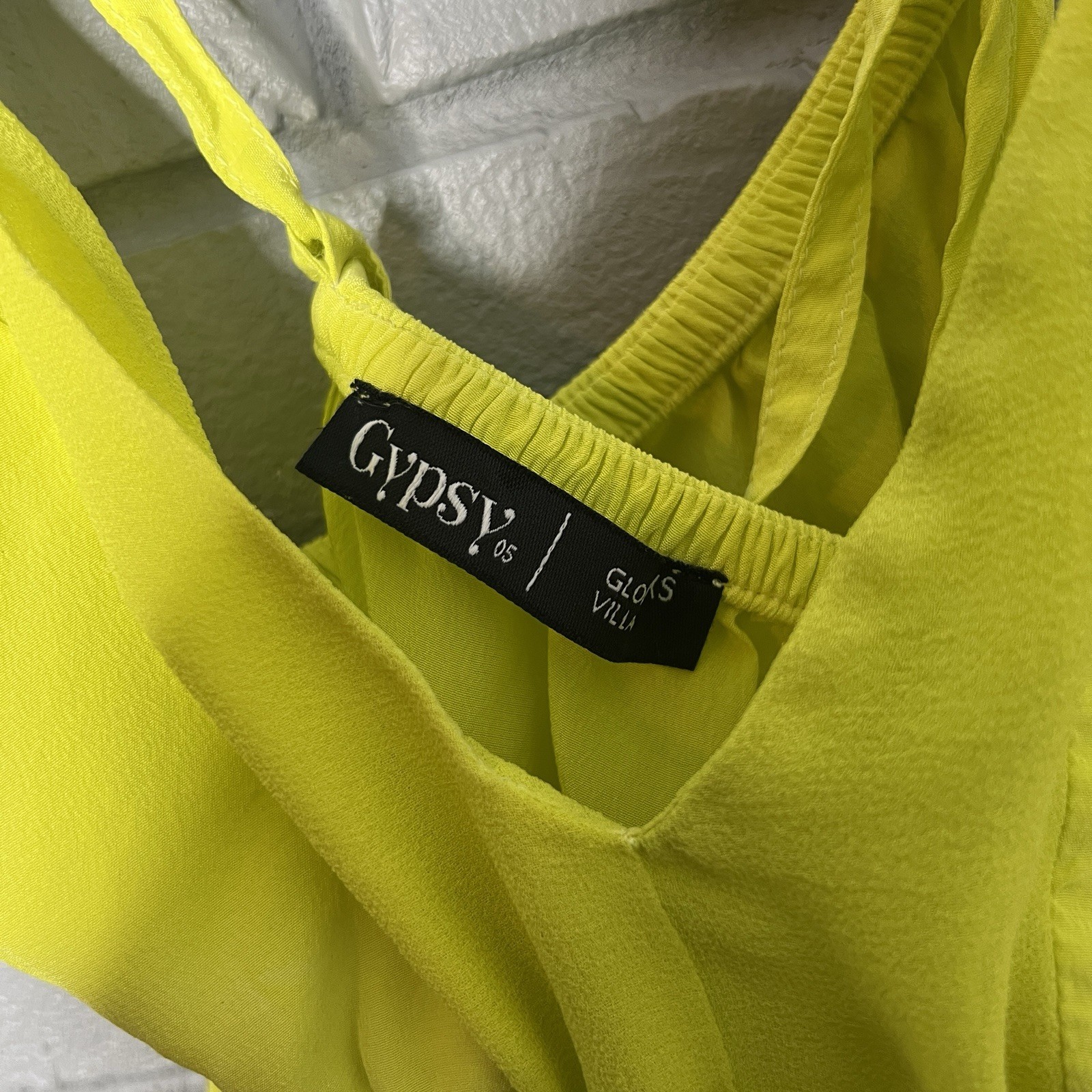 Gypsy 05 Triangle Spaghetti Panel V-Neck Cami Dress in Sky & Lime Size XS