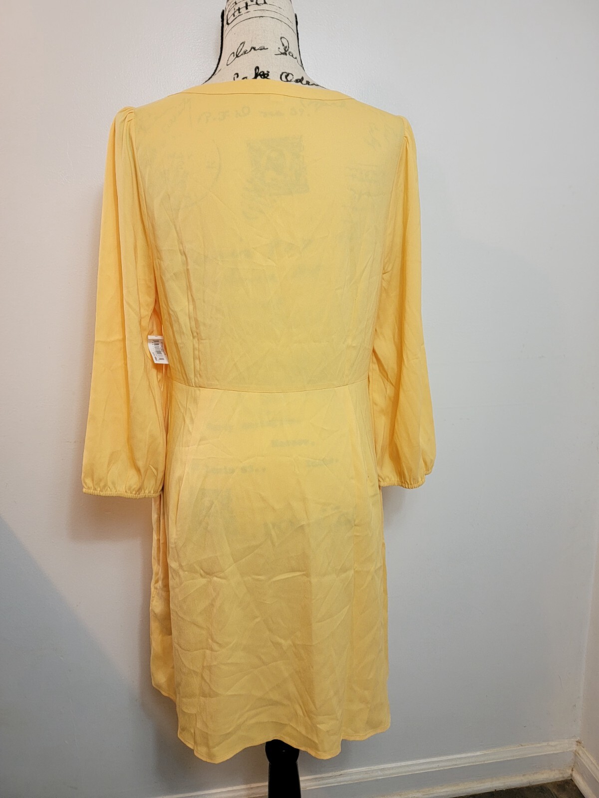 Goodthreads Womens V-Neck Button-Front Shirt Dress Yellow Large