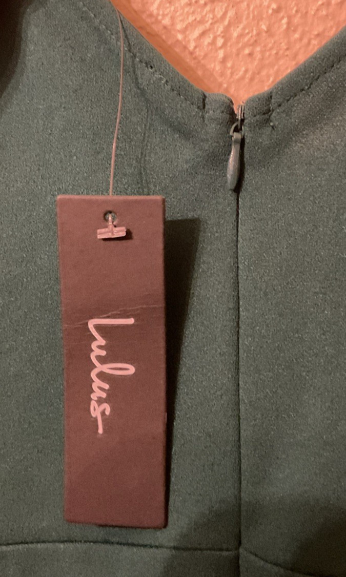 Lulus “Love So Sweet” Hunter Green Off Shoulder Pleated Bodycon Mini Dress S NWT