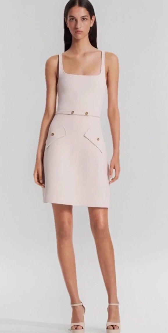 Scanlan Theodore Crepe Knit Square Pocket Dress Size Small – No belt