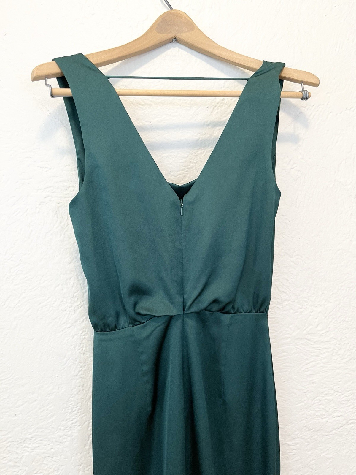Fame and Partners Maxi Dress Emerald Green Satin Formal Gown size 4