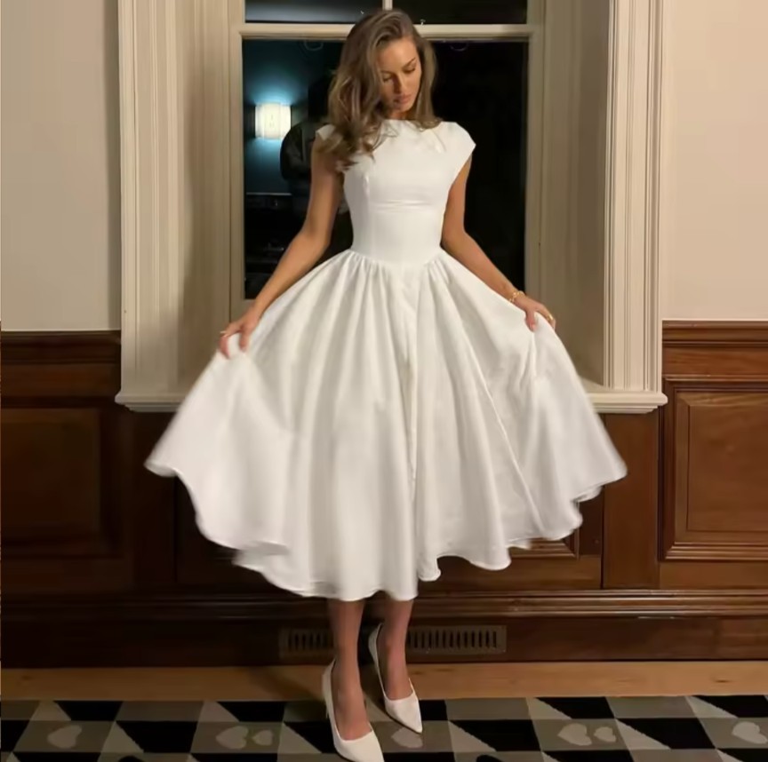 Solid Color Sleeveless Long Dresses Simple All-match Backless Temperament A-line