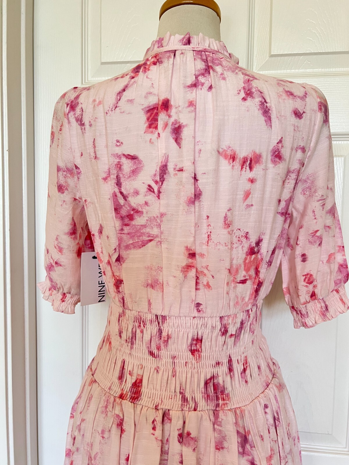 NINE WEST blouson mini dress size M pink