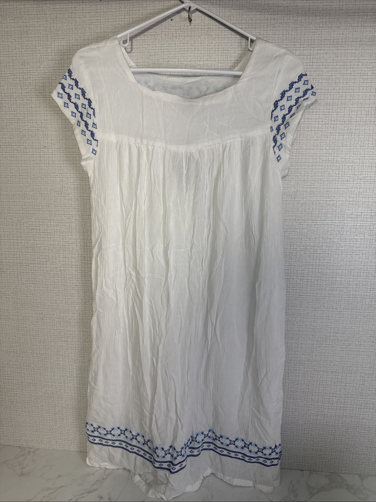 NWT White Dress Esmara 8 Guazy Boho Peasant Cotton Lined Viscose Festival Beach