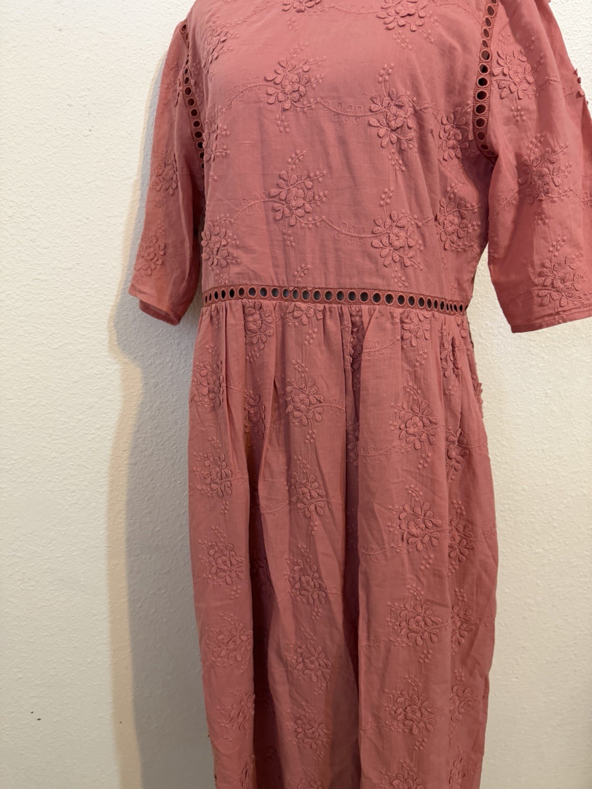 Everly On Location Dress Cotton Lace Midi Dress Beautiful Dusty Rose Size Large