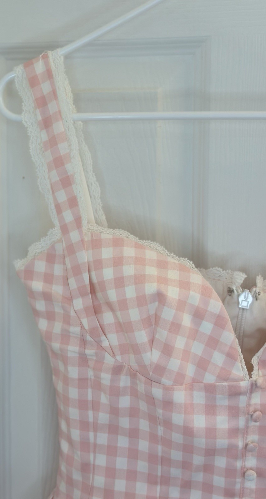 House Of Cb BRIGITTE Strawberry Shortcake Gingham Corset Mini Dress Size Medium