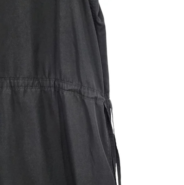 Uniqlo Women’s Sleeveless Drawstrings A-line Midi Dress Size L Scoop Neck Black