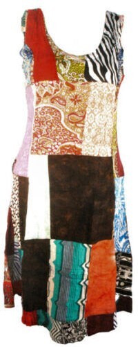 Fairtrade Patchwork Bright Travel Summer Dress 511 S M L XL 8 10 12 14 16