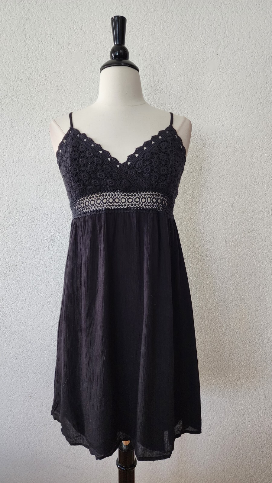 New Dress Size Small Black Crochet Slip Cottage Festival