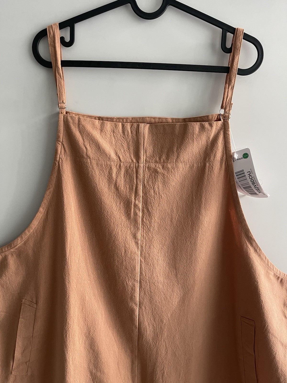 YESNO Oversized Cotton Jumpsuit 3XL Brown Adjustable Straps Pockets Boho New
