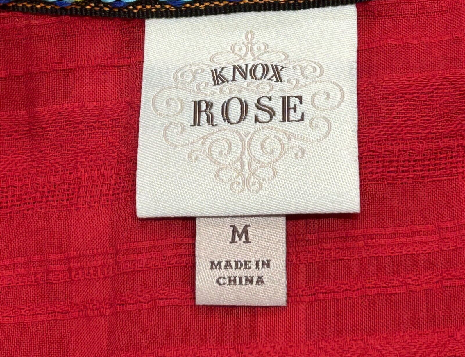 Knox Rose Dress Medium Knee Length Red Tiered Ruffle Tasseled Peasant Boho