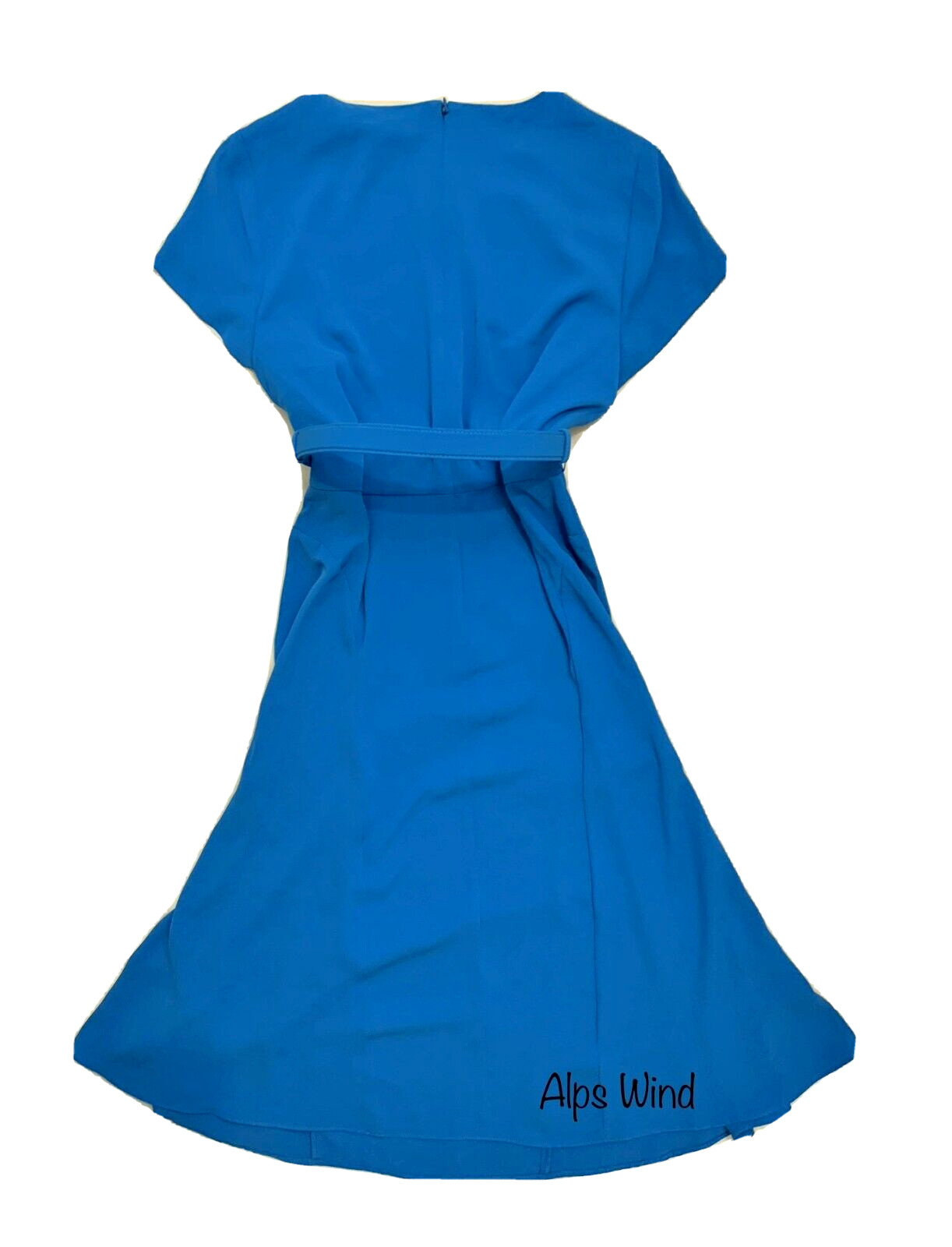 New LAUREN RL Split V-Neck Keyhole Belted Georgette Dress Size-12, $80 Off MSRP