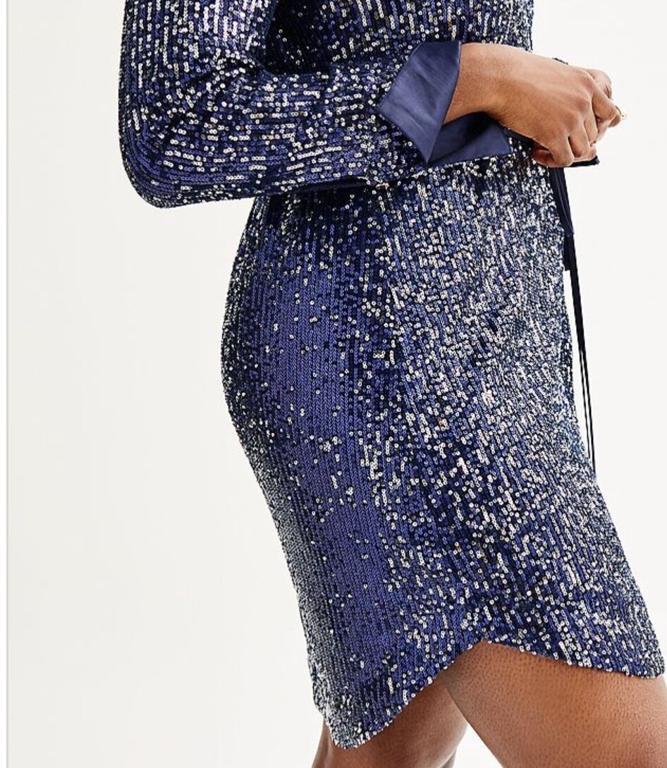 $69 Intempo Women’s-Sequin Button Up Dress-Navy Sparkly -Medium-New With Tag